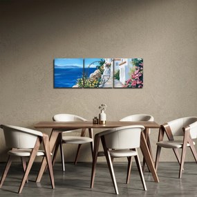 Obraz - Ulička pri mori (s hodinami) (90x30 cm)