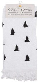 Biely kuchynský froté uterák so stromčekmi Black&White X-Mas - 40*66 cm