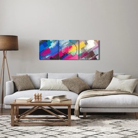 Obraz - Farebné ťahy štetcom (s hodinami) (90x30 cm)