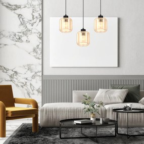 Závesné svietidlo Sombra, 3x medové sklenené tienidlo, b