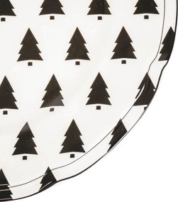 Krémový porcelánový dezertný tanierik so stromčekmi X-Mas Tree - Ø 20*1,5 cm