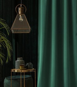Zelený záves Aura so zavesením na strieborné kruhy 140 x 300 cm