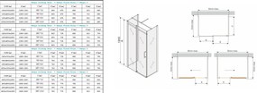Mexen OMEGA 3-stenný sprchovací kút 150x100cm, 8mm sklo, chrómový profil-číre sklo, 825-150-100-03-00