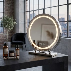 Rea MAKE-UP, kozmetické LED zrkadlo 40cm na postavenie, chrómová, HOM-01808