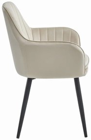 Jedálenská stolička LUGO zamatová béžová (čierne nohy)