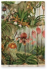 Nástenná dekorácia z borovicového dreva Madre Selva Jungle Flowers, 60 × 40 cm