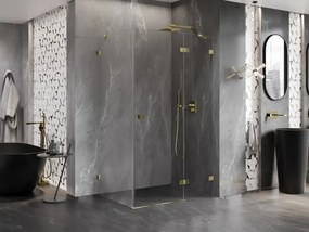 Mexen Lunar, pravostranný výklopný sprchový kút 70 x 90 cm, číre sklo, zlatý profil, 834-070-090-50-00-P