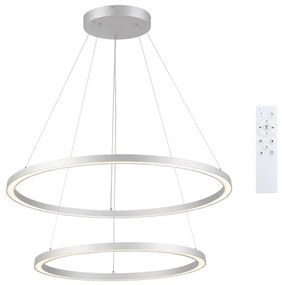 Brilagi-LED stmievateľný závesný luster na lanku PORTOFINO LED/98W/230V pr. 80 cm strieborný s diaľkovým ovládaním