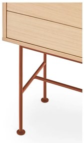 Tehlovočervený konzolový stolík v dubovom dekore Teulat Yoko