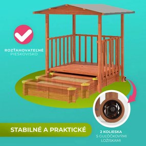 Pieskovisko s verandou SUNNY, 130x130x143cm, hnedá/šedá Jurhan