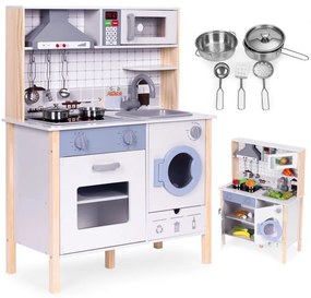 Drevená detská realistická kuchyňa s LED svetlom, zvukmi a príslušenstvom