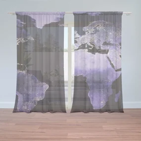 Sablio Záclony Světelná Mapa sveta: 2ks 150x250cm