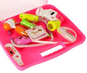 KIK Detský lekársky set v kufríku DOCTOR – hračka pre deti so svetlami a zvukmi, ružový