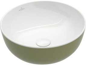 VILLEROY &amp; BOCH Artis okrúhle umývadlo na dosku bez otvoru, bez prepadu, priemer 430 mm, Sage Green, 417943BCS8