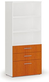 Kancelárska skriňa s kombinovanými zásuvkami PRIMO WHITE, 800 x 420 x 1781 mm, biela/čerešňa