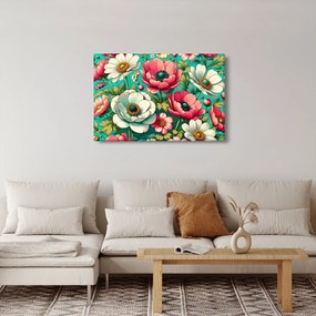 Obraz - Kvety na modrom pozadí (90x60 cm)