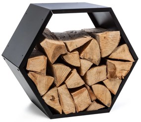 Hexawood Black, stojan na drevo, šesťuholníkový tvar, 50,2 × 58 × 32 cm