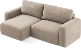 Béžová ženilková rozkladacia/s úložným priestorom rohová pohovka (ľavý roh/s leňoškou) Kona – Makamii