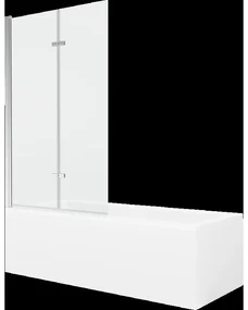 Mexen Cubik obdĺžniková vaňa 150 x 70 cm s obkladom a 2-krídlovou zástenou 100 cm, Transparentné, Chrómová - 550315070X921002010