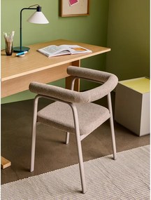 Béžové čalúnené jedálenské kreslá v súprave s podrúčkami 2 ks Ecto – Hübsch