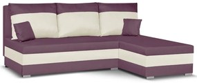 Rozkládací rohová sedací souprava GUSTO Fialová/Krémová