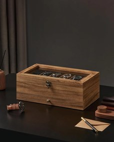 12 priečny hodinový box v rustikálnom orechovom odtieni