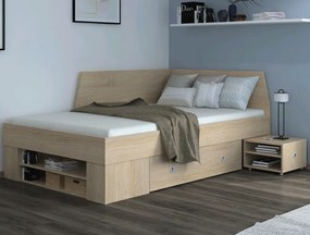 Úložná posteľ so zástenou Junior 120x200 cm, dub sonoma