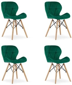 Set 4 zamatových kresiel LAGO - zelené