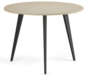 Konferenčný stôl PRIMO VIBE, priemer 100 cm, čierna podnož, breza