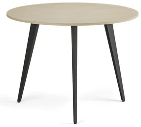 Konferenčný stôl PRIMO VIBE, priemer 100 cm, čierna podnož, breza