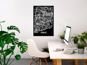Artgeist Obraz - Negative Map: Porto (1 Part) Vertical Veľkosť: 20x30, Verzia: Na talianskom plátne