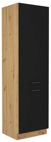 Kondela Skrinka na vstavanú chladničku, čierny mat/dub artisan, MONRO 60 LO-210 2F