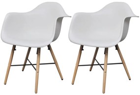 Jedálenské stoličky 2 ks, biele, plast a bukové drevo 241502