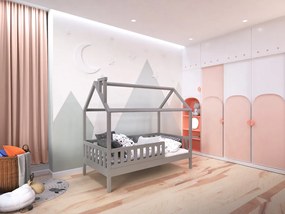 Detská posteľ Alfie PLUS 2 so snímateľnou zábranou - 120 x 200 cm - sivá