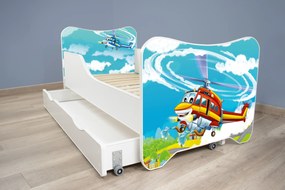 TOP BEDS Detská posteľ Happy Kitty 140x70 Helikoptéra so zásuvkou