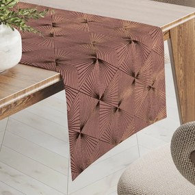 Biante Zamatový behúň na stôl Isabela IBL-009 Rose Gold trojuholníky na staroružovom 45x120 cm