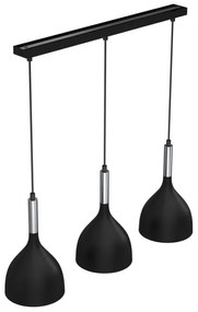 Luster na lanku NOAK 3xE27/15W/230V čierna/chróm