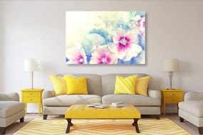 Obraz akvarelová ilustrácia ružových kvetov - 120x80