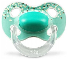 BIBI Silikónový cumlík natural, Bodky, 6 - 16 m, tyrkysový