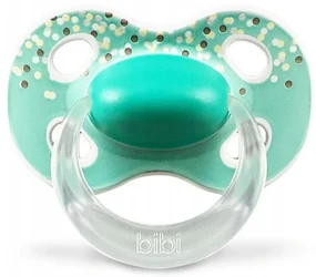 BIBI Silikónový cumlík natural, Bodky, 6 - 16 m, tyrkysový