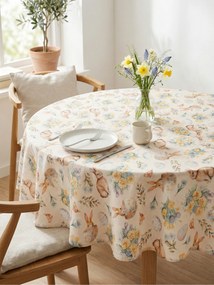 Veľkonočný okrúhly obrus Ø 140 cm - Zajačikovia béžový