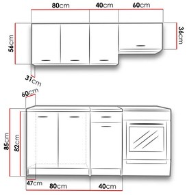 Kuchynská linka s LED osvetlením 120/180 cm MILLA - dub sonoma / béžová