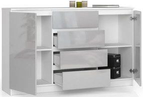 Komoda K160 2D 4SZ CLP metalická, lesk