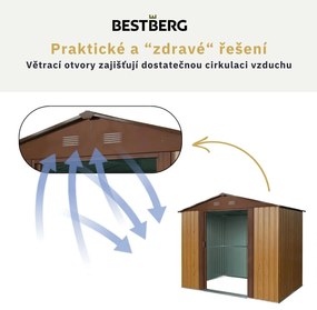 Záhradný domček BestBerg ZDB-2D / 2,5 m² / 194 x 131 x 184 cm / červené drevo / hnedá
