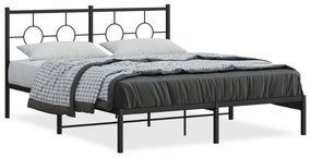 Kovový rám postele s čelom čierny 160x200 cm 376229