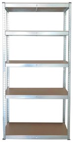 Stabil S, bezskrutkový kovový regál s HDF policou, 180x90x40 cm, 5 políc, 175kg na policu, zinok