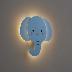 Detská nástenná lampa modrá vrátane LED s 3-stupňovým stmievaním - Ellie the Elephant