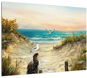 Sklenený obraz - Piesočná pláž (70x50 cm)