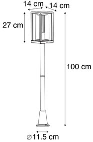 Stojaca vonkajšia lampa čierna 100 cm so zemným hrotom a káblovou žľabou - Charlois