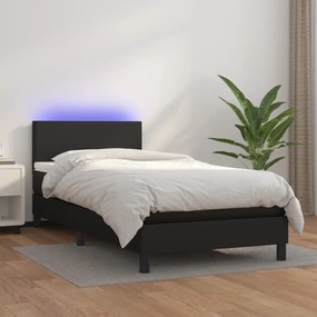 Boxspring posteľ s matracom a LED čierna 100x200 cm umelá koža 3134087